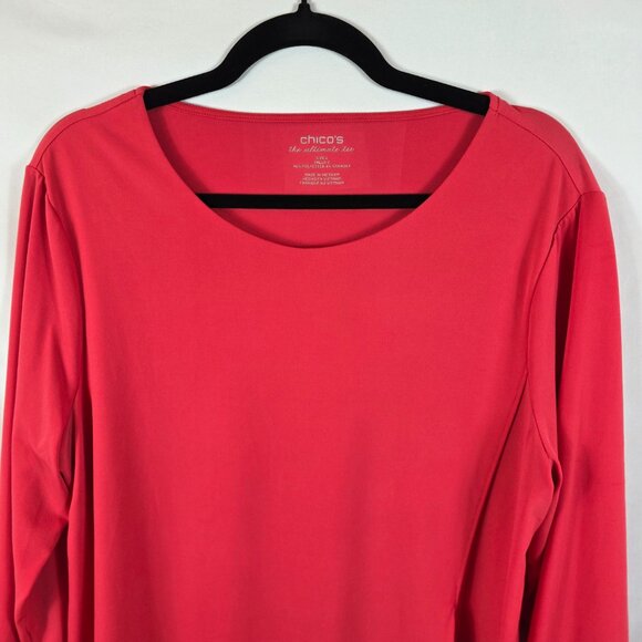Chico's Size 2 Ultimate Tee Women's Size Large Dark Pink Asymmetrical Hem - Picture 2 of 12